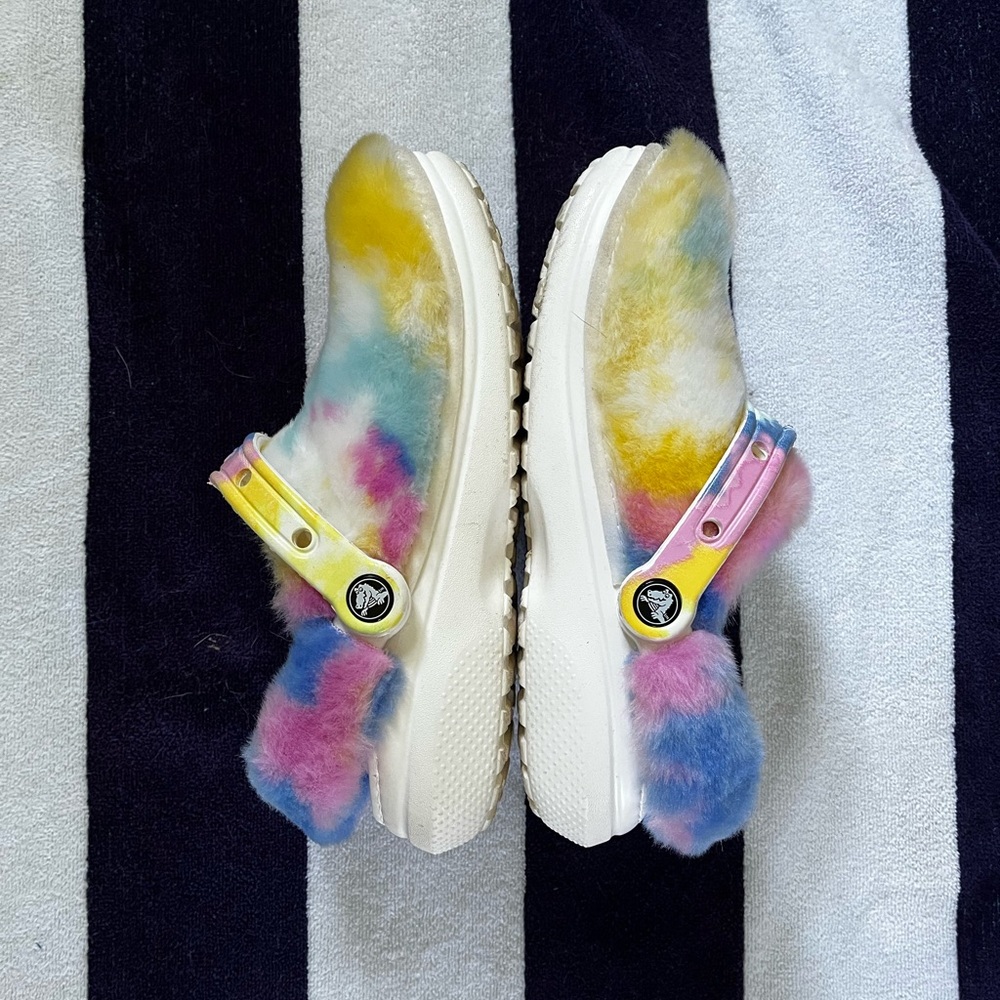 Fuzzy Tie Dye Crocs